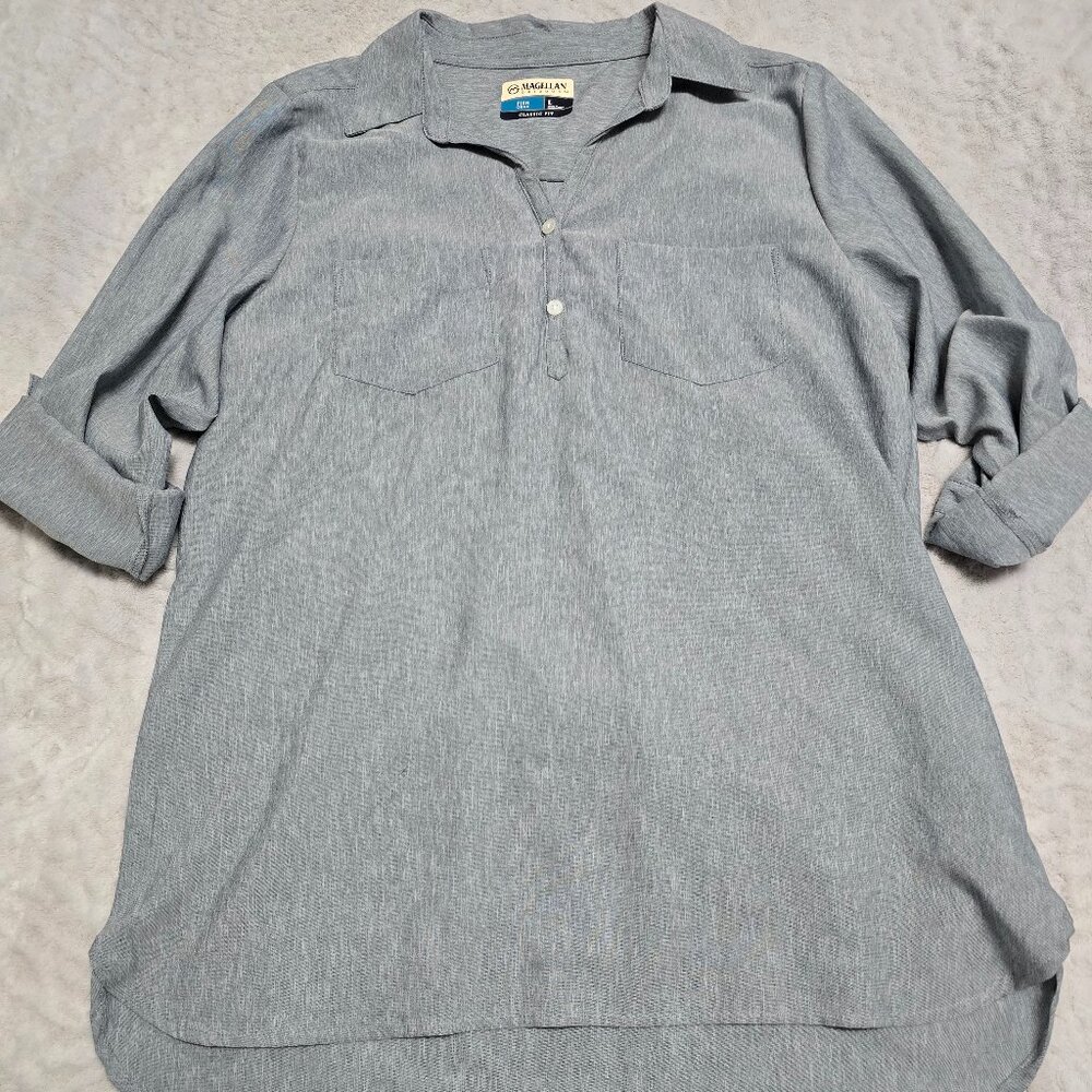 Magellan Light Blue Button Front Tunic Top size Large NWOT